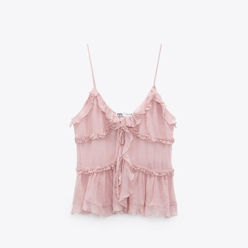 Zara Dusty Pink Ruffled Top